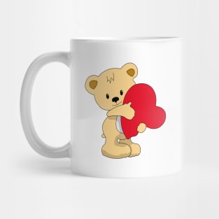 Teddy Bear hugging a big heart Mug